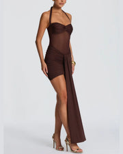 Halter Mesh Bodycon Mini Dress