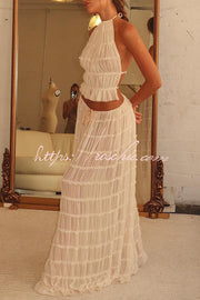 Pleated Tiered Maxi Skirt with Drawstring Waist | Vacation Wear