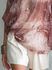 Rose Marble Print Off-Shoulder Blouse | Flowy & Feminine