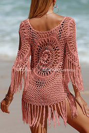 Knit Cutout Cover Up | Crew Neck Beach Cover-Up