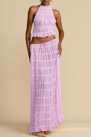 Pleated Tiered Maxi Skirt with Drawstring Waist | Vacation Wear