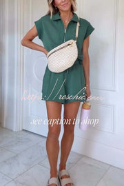 Buttery-Soft Half-Zip Short Sleeve Top and Shorts Set