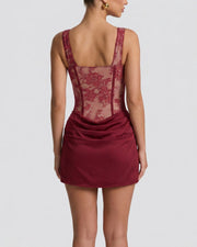 Rose Lace Corset Mini Dress