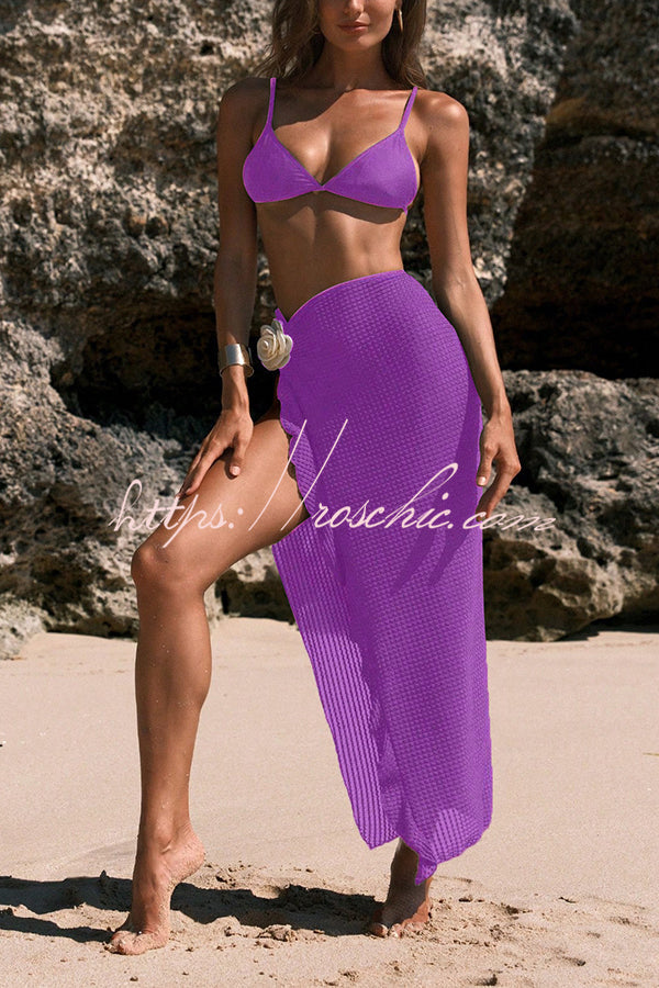 Strappy Bikini Set with Floral Maxi Cover-Up Skirt