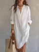 White Midi Dress – Relaxed Boho Short Sleeve Style