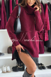 Women's Knit Turtleneck Sweater – Relaxed Loose Fit