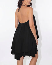 Halter Neck Tiered Mesh Mini Dress