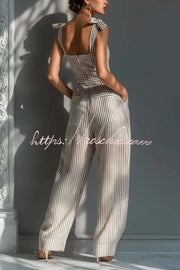 Women's Striped Sleeveless Jumpsuit – Loose Fit Vacation Wear