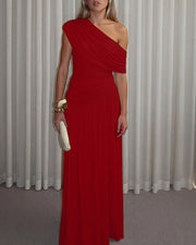 One-Shoulder Ruched Maxi Dress