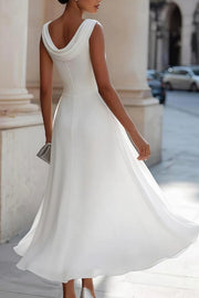 Sleeveless Midi Dress with Fitted Waist & Full Hem