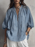 Women's Relaxed Fit Striped Long Sleeve Blouse