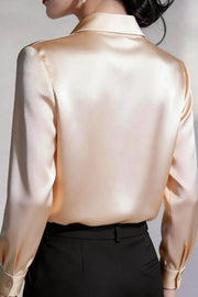 Satin Button-Down Shirt | Long Sleeve Collared Office Top