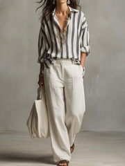 Linen Wide-Leg Pants in Soft Ivory – Relaxed Fit