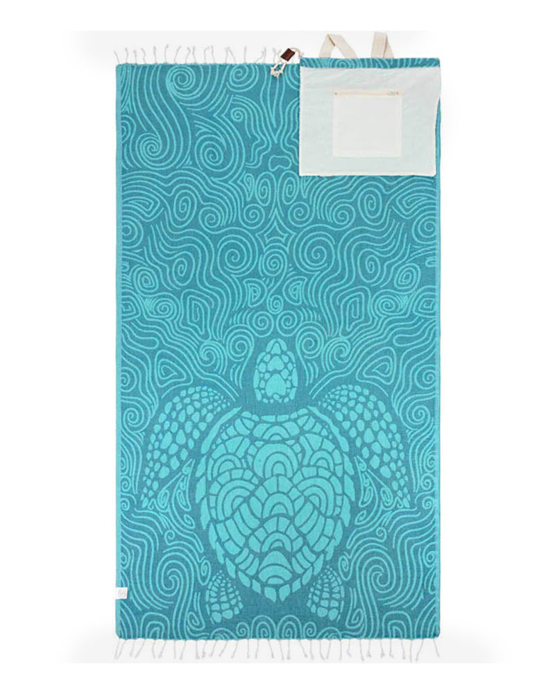 Microfiber Beach Towel Backpack with Sea Turtle Print