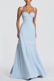 Chiffon Sweetheart Neck Maxi Dress with Lace-Up Back