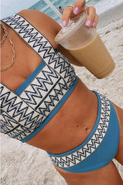 Ethnic Embroidery Bikini Set with Square Neck