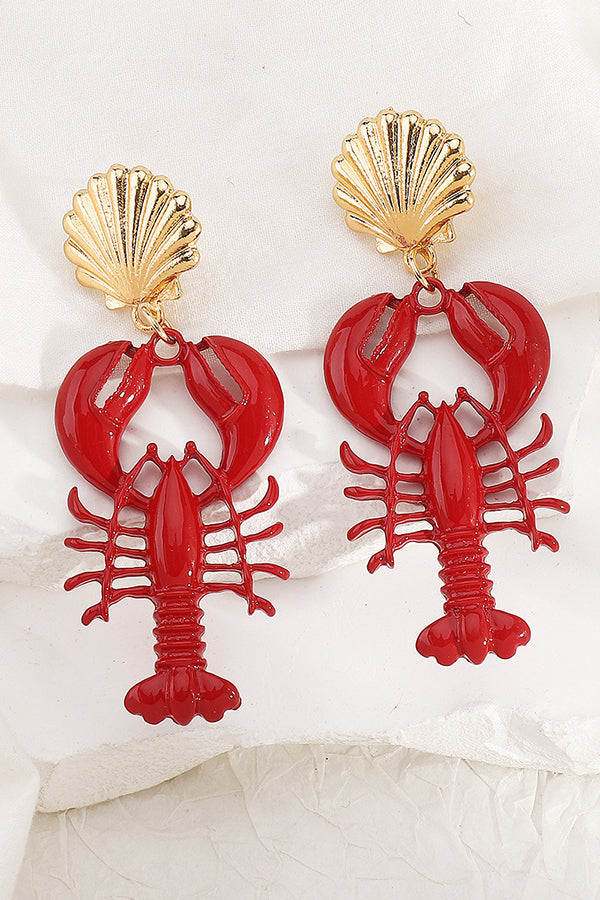 Lobster Crayfish Charm Earrings and Necklace Set