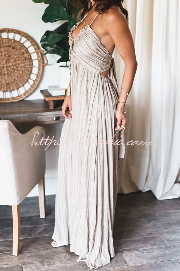 Deep Sea Printed Halter Maxi Dress – Lightweight Vacation