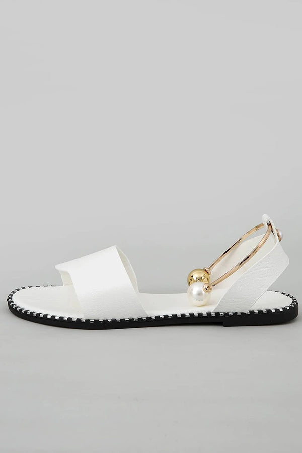 Pearl Buckle Roman Sandals with Flat Bottom – Vacation Style