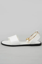 Pearl Buckle Roman Sandals with Flat Bottom – Vacation Style