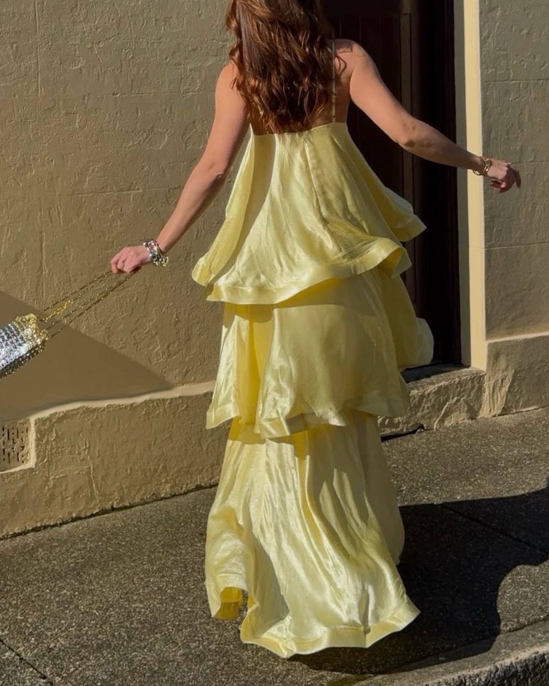 Three-Layer Ruffle Maxi Dress