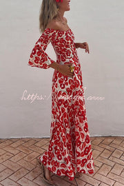 Floral Smocked Off-Shoulder Maxi Dress with Pockets