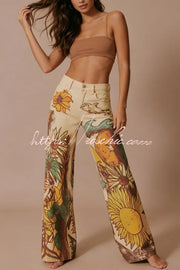 Doodle Print Wide Leg Jeans – Mid Rise, Loose Fit