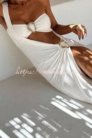 Metallic Bikini & One-Shoulder Cover Up Set | 2-Piece
