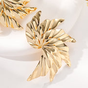 Gold-Plated Spiral Leaf Geometric Earrings