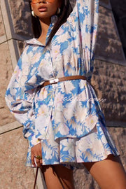Ensemble chemise à manches longues et short à imprimé botanique