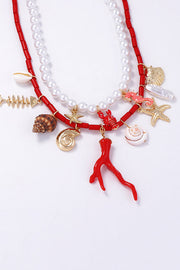 Stacked Beaded Necklace in Ocean Resort Style