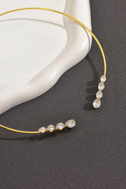 Teardrop Zircon Copper Wire Open Necklace