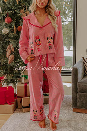 Nutcracker Embroidered Gingham Pajama Set – Loose Fit