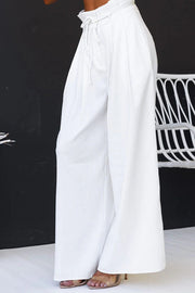 Linen Blend Sleeveless Top & Wide Leg Pants Set
