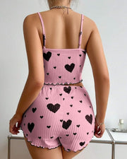 Sweetheart Ribbed Cami & Shorts PJ Set