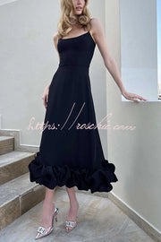 Flounce Bustier Midi Dress for Parties & Banquets
