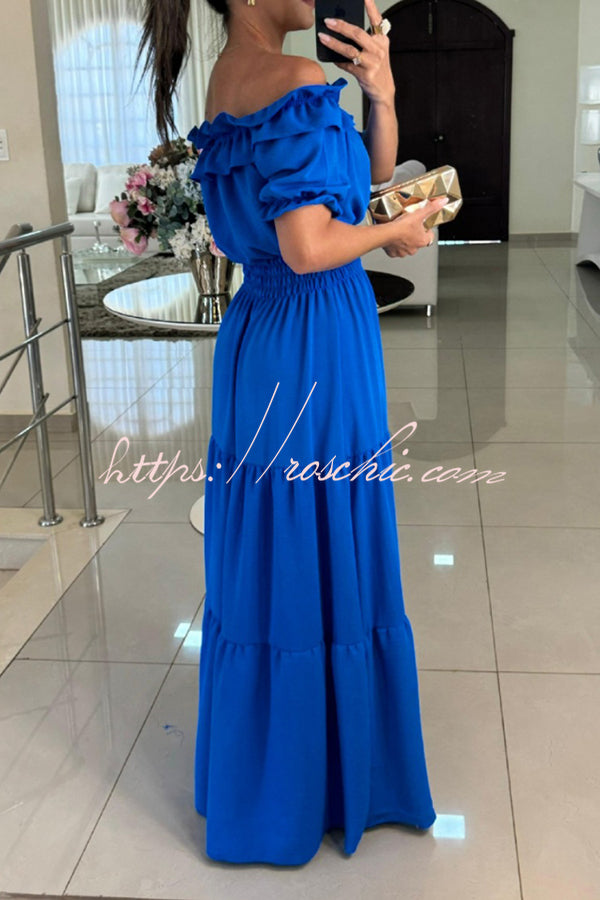 One Shoulder Smocked Waist Maxi Dress – Vacation Style