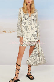 Satin Letter Print Shirt & Shorts Set | Loose Vacation Two-Piece