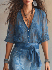 Floral Sheer Wrap Maxi Dress and Shirt Set with Tie Waist
