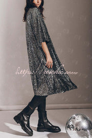 Kimono à manches cloche à sequins | Dissimulation de soirée disco