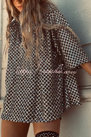 Sequin V-Neck Half Sleeve Loose Party Top