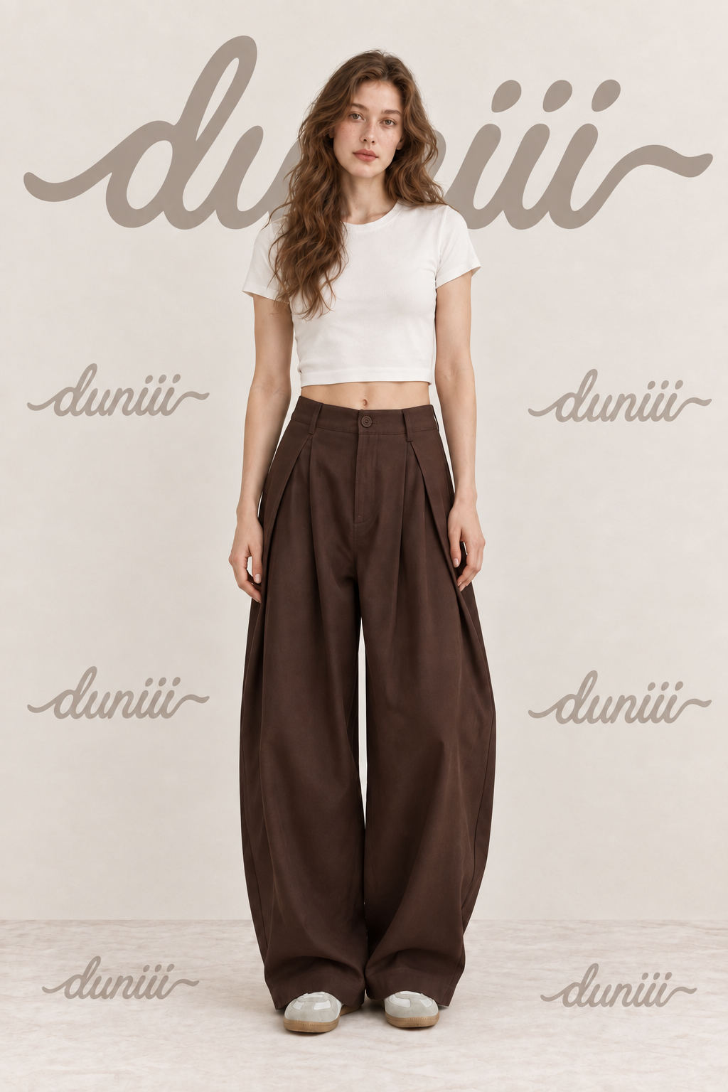 Duniii Pleated Barrel-Leg Pants