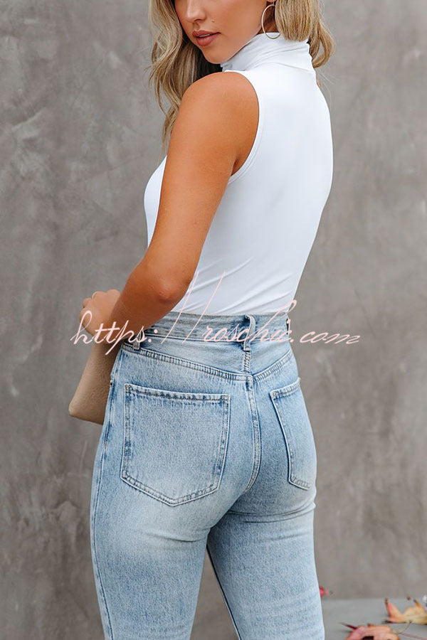 Seamless Turtleneck Tank Top – Regular Fit Casual Sleeveless