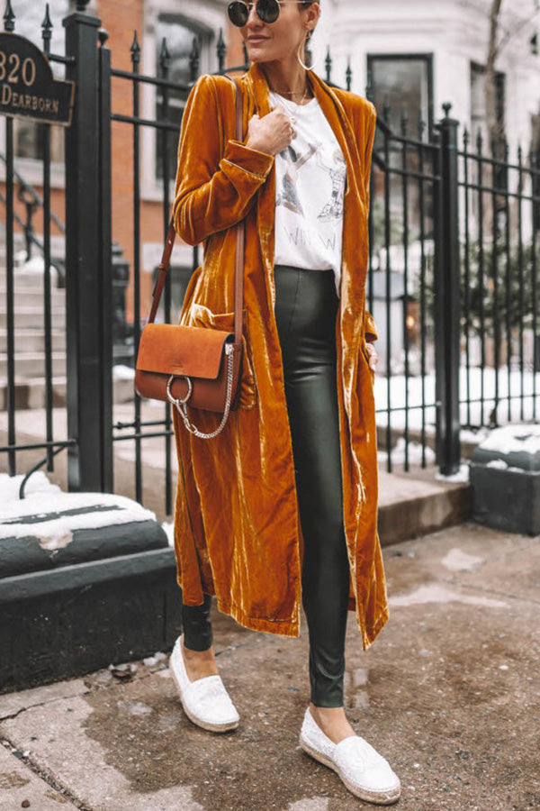Manteau kimono en velours – Veste de soirée coupe ample longueur mollet