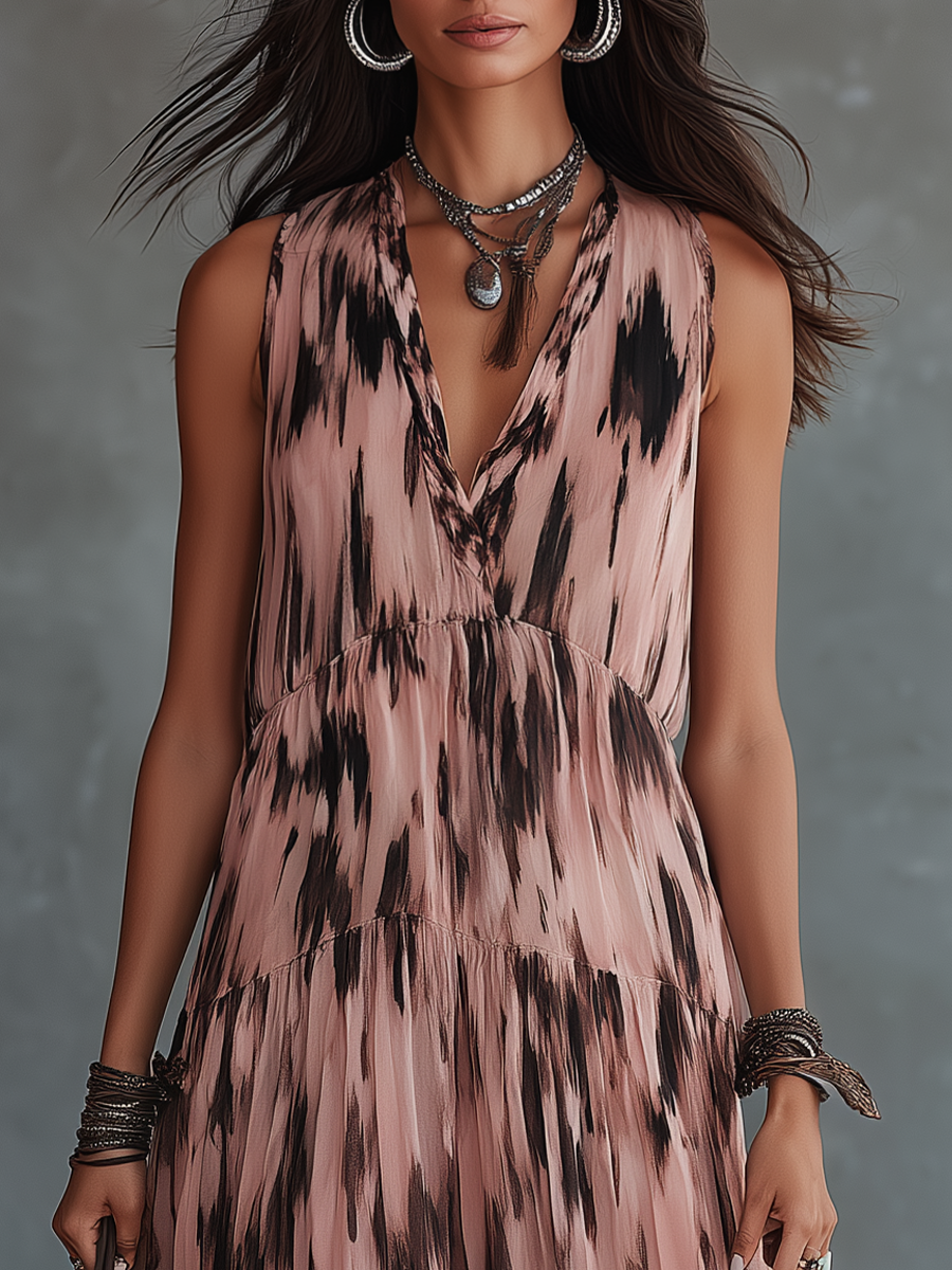 Blush Tie-Dye Sleeveless Maxi Dress | Flowy & Feminine