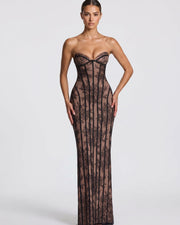 Lace Strapless Bodycon Maxi Dress