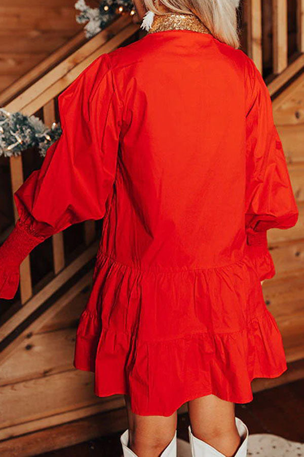 Mini-robe boutonnée à manches longues et paillettes Casse-Noisette