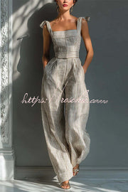 Women's Striped Sleeveless Jumpsuit – Loose Fit Vacation Wear