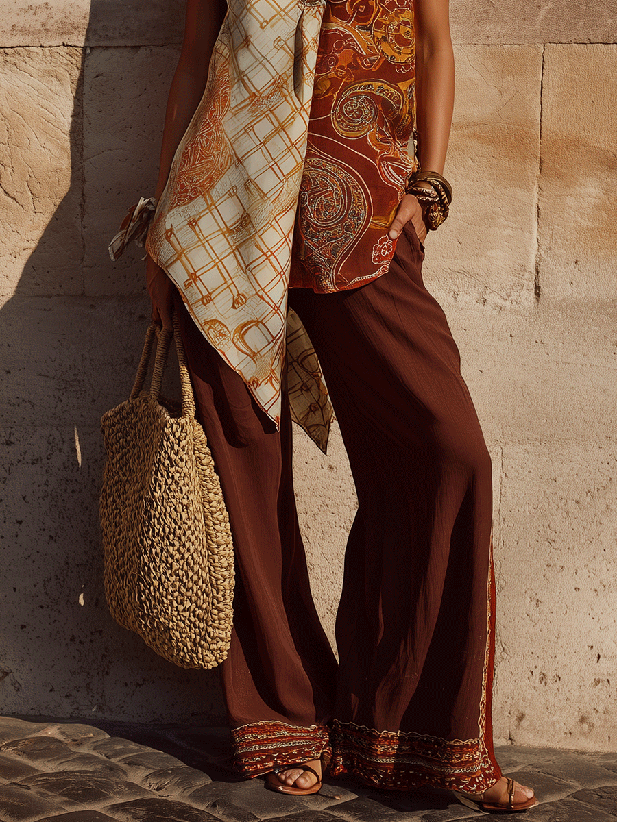Bohemian Asymmetric Panel Tunic and Pant Set