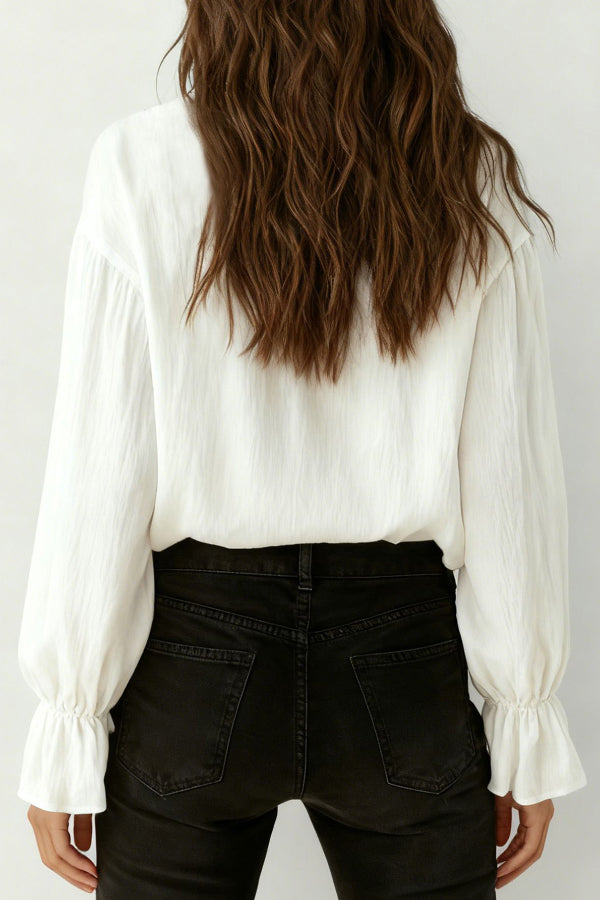 Lace Patchwork Button-Up Shirt | Loose Casual Long Sleeve